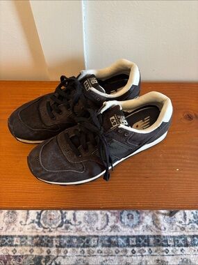 New Balance 696 Black & White Retro Sneakers - Women’s 8